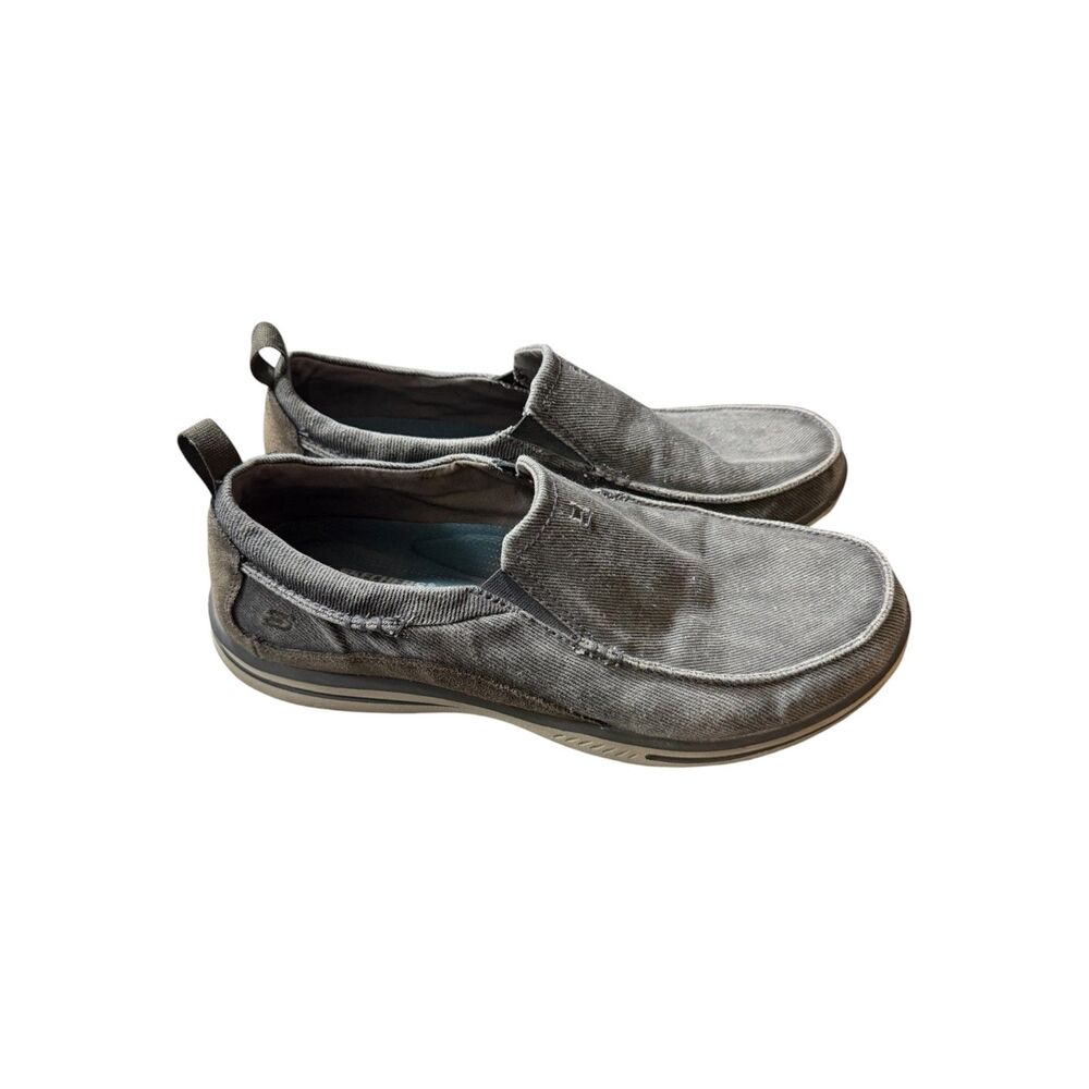 Skechers Elected Drigo Men's Relaxed Fit Charcoal Gray Canvas Loafers Size 10